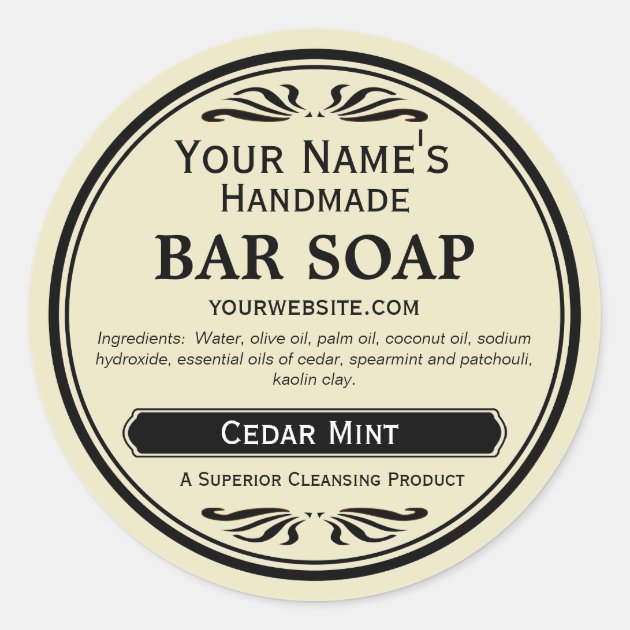 Old Fashioned Look Handmade Soap Labels Round